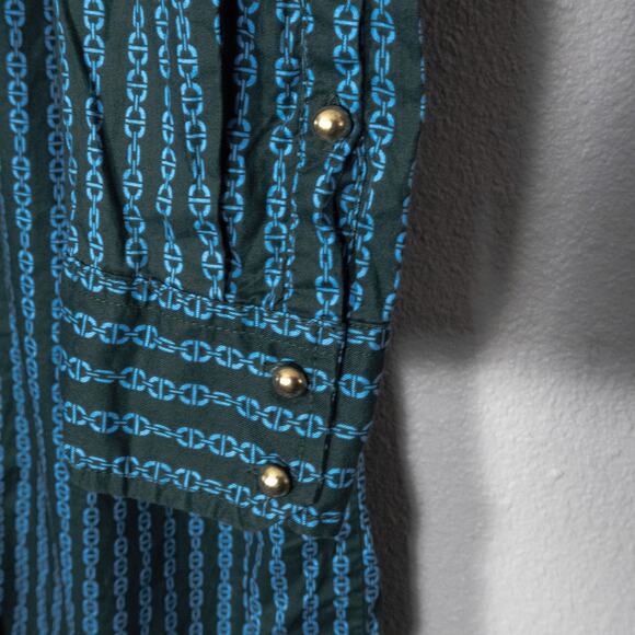 Tommy Hilfiger Nautical Print Shirt Dress Blue L Coastal Preppy Style - Picture 6 of 10